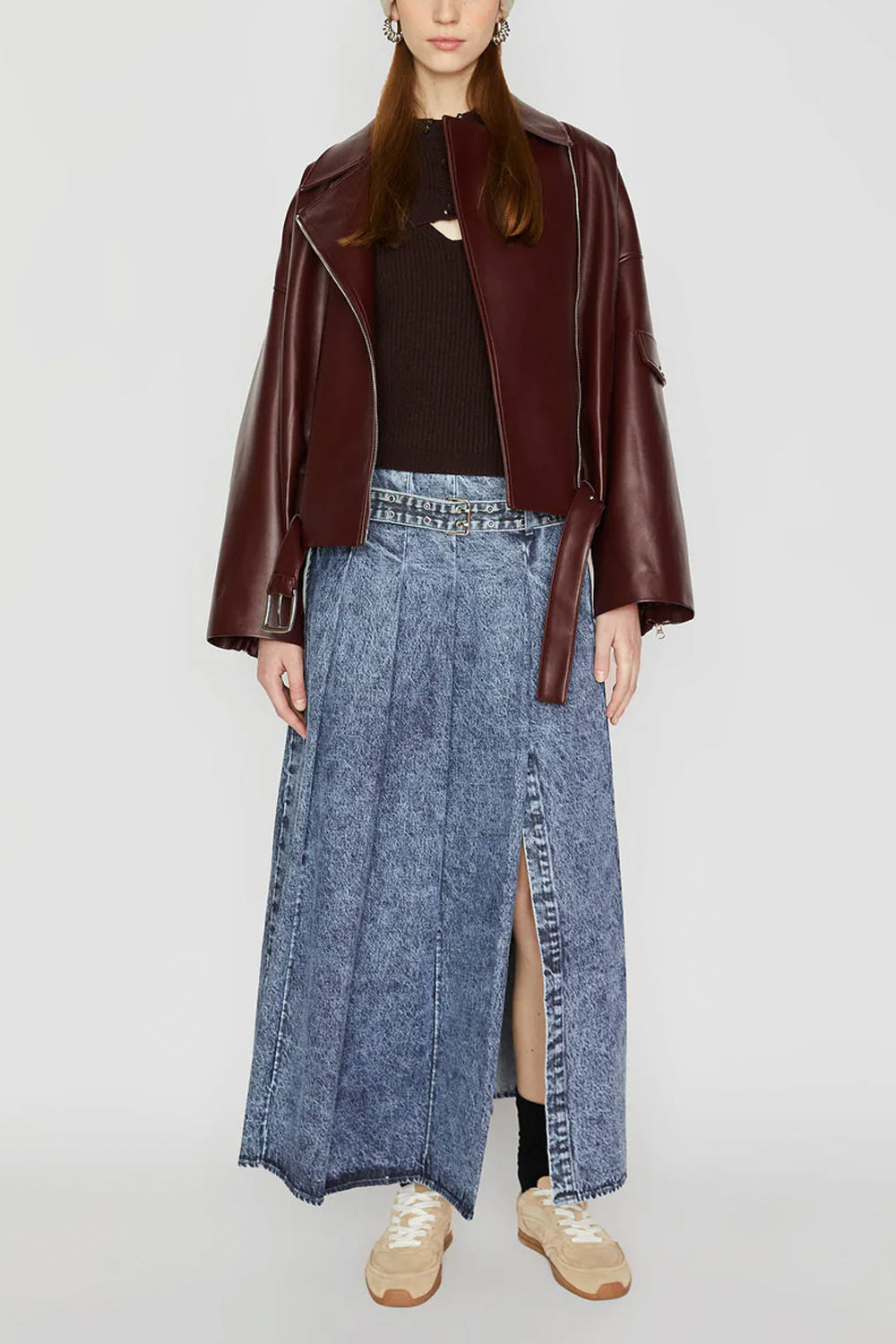 ISABELLE BLANCHE Biker in ecopelle con cintura