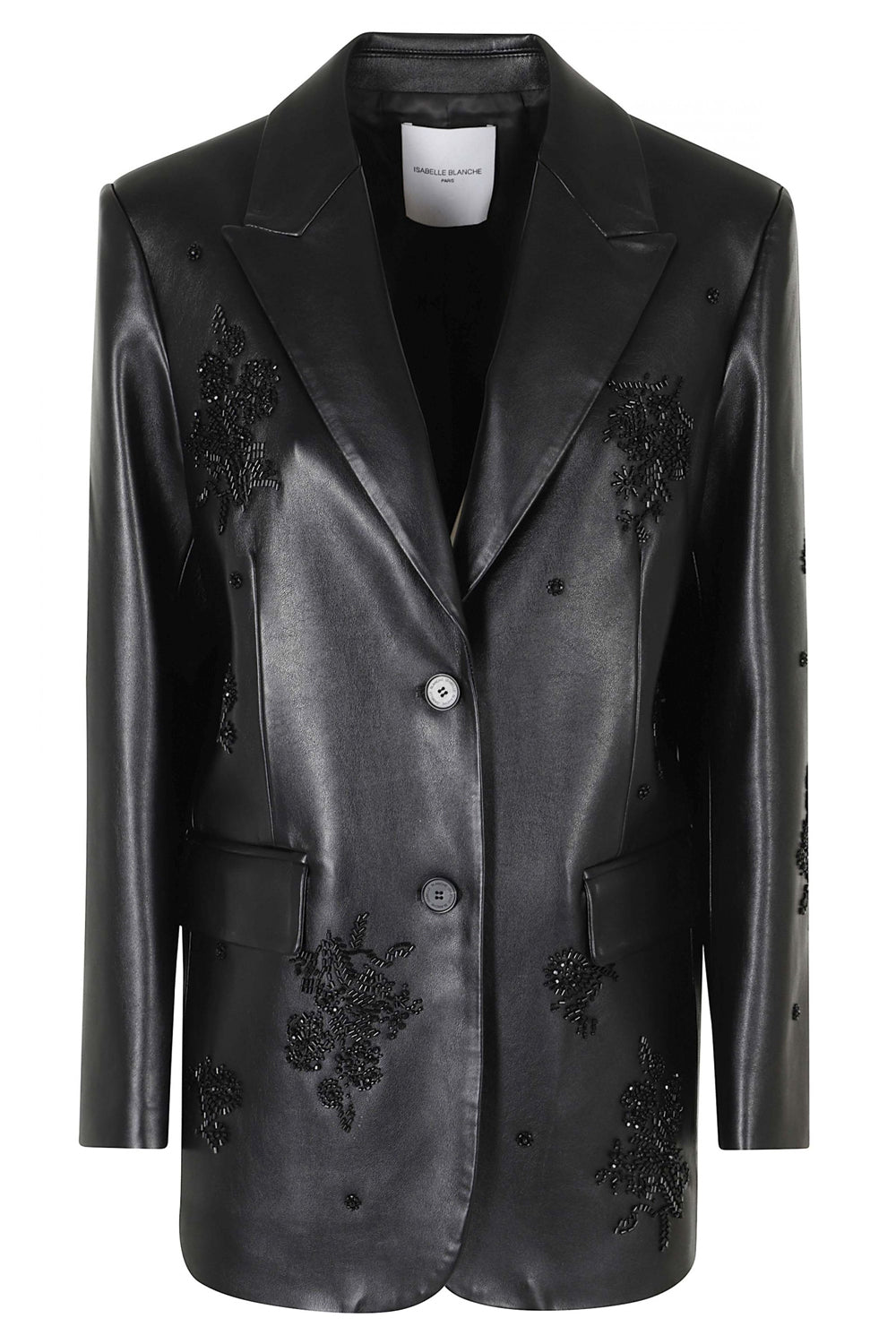 ISABELLE BLANCHE Blazer in similpelle con ricami perline