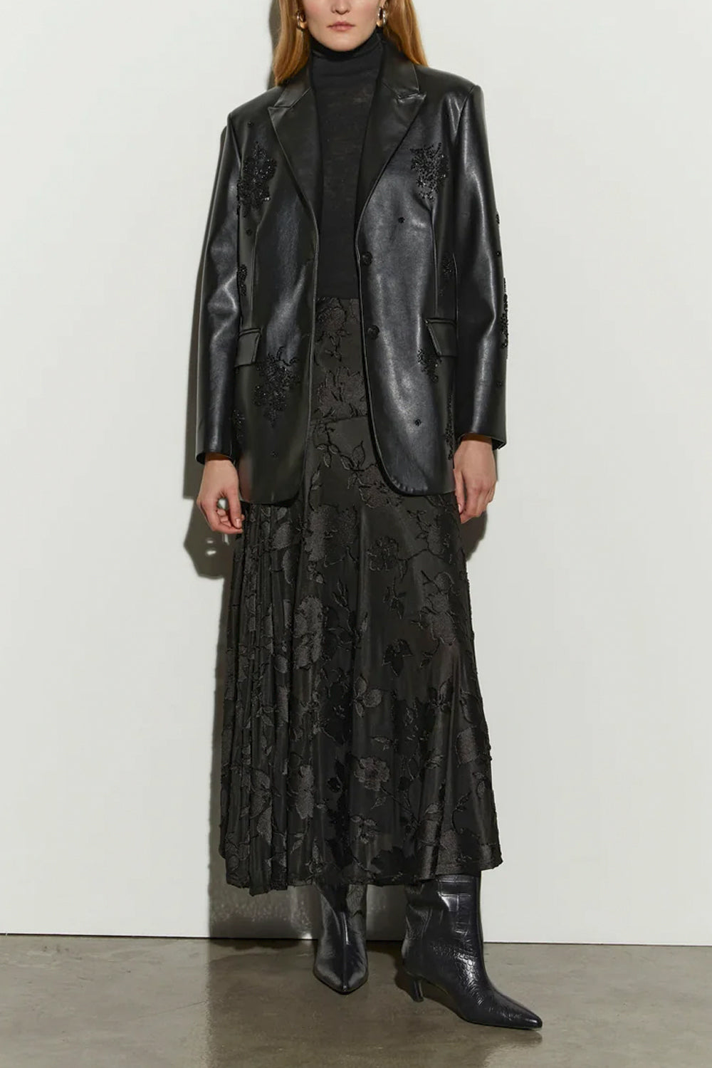 ISABELLE BLANCHE Blazer in similpelle con ricami perline