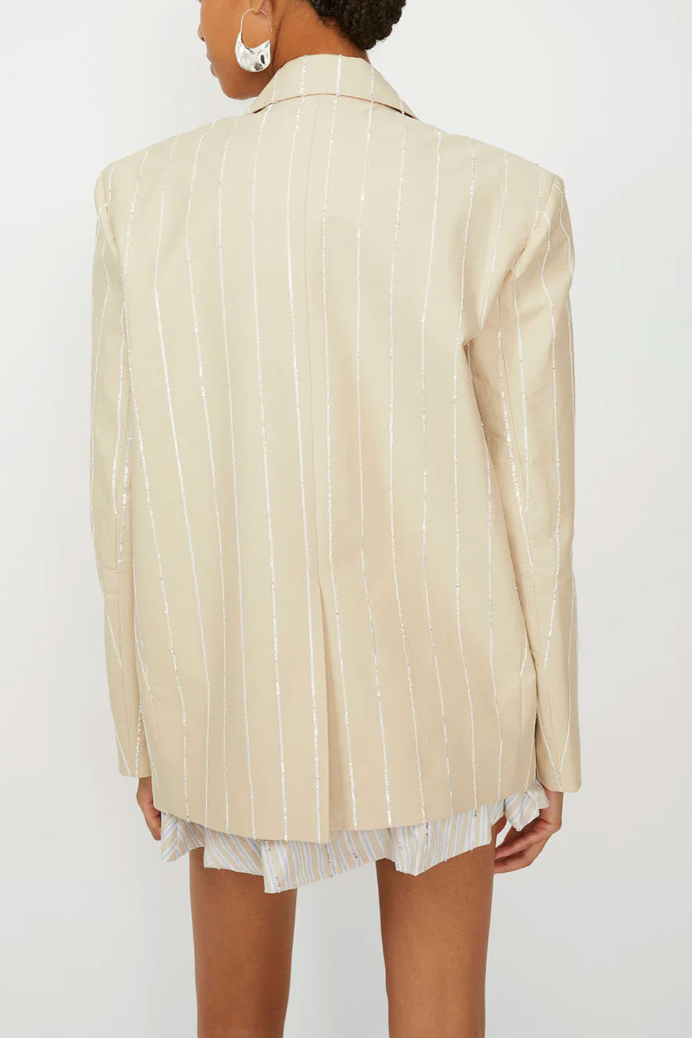 ISABELLE BLANCHE Blazer monopetto in cotone con pailettes