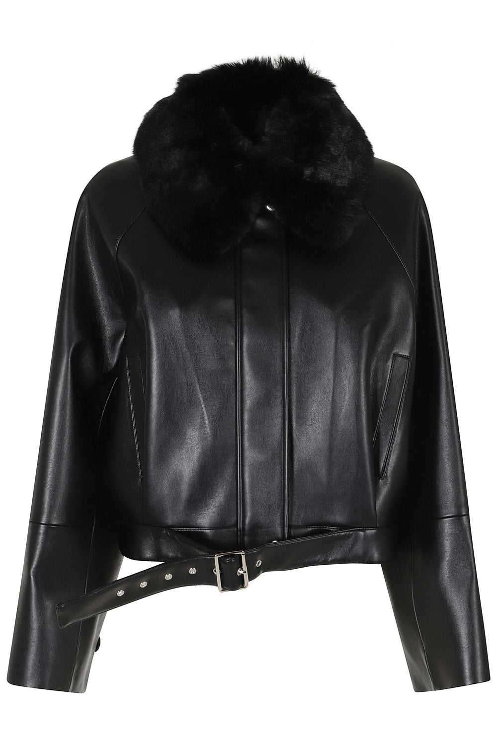 ISABELLE BLANCHE Bomber con colletto in pelliccia sintetica e cintura