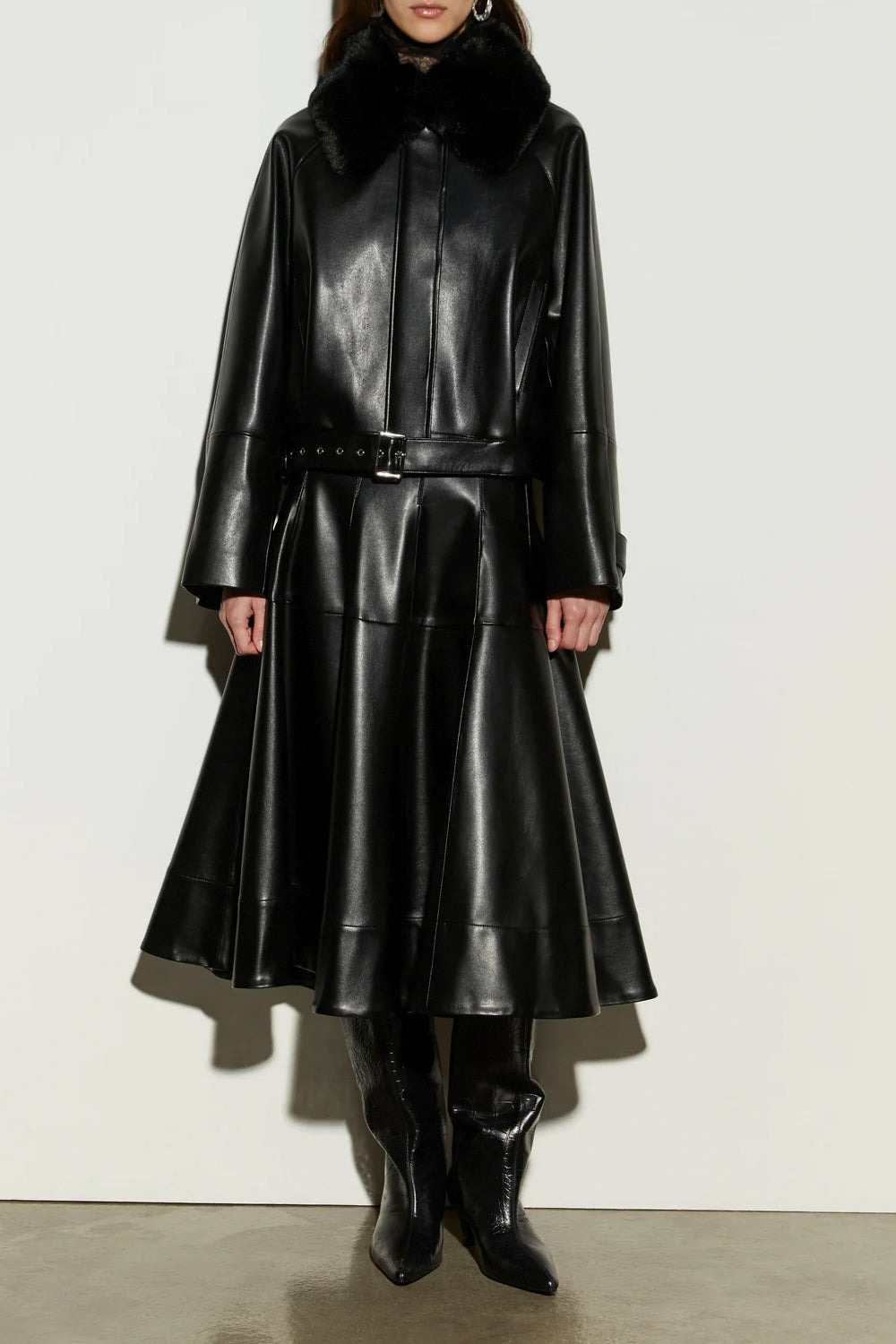 ISABELLE BLANCHE Bomber con colletto in pelliccia sintetica e cintura