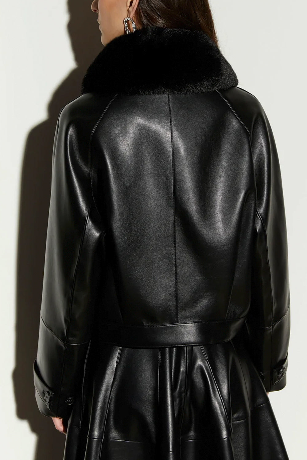 ISABELLE BLANCHE Bomber con colletto in pelliccia sintetica e cintura