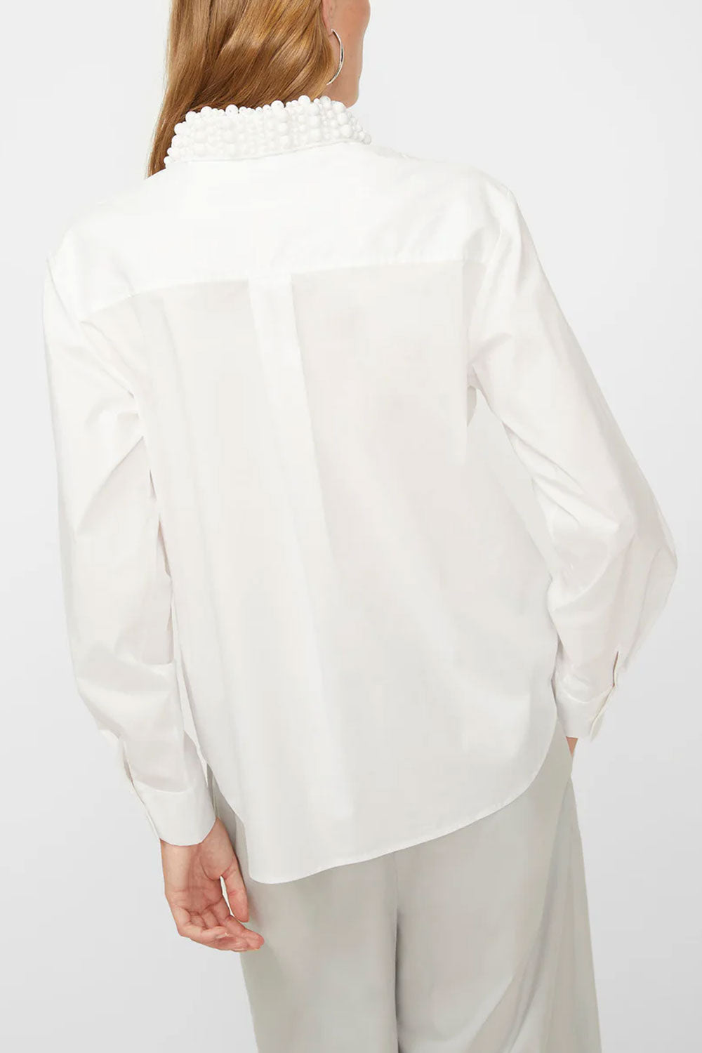 ISABELLE BLANCHE Camicia con nodo e colletto in perle