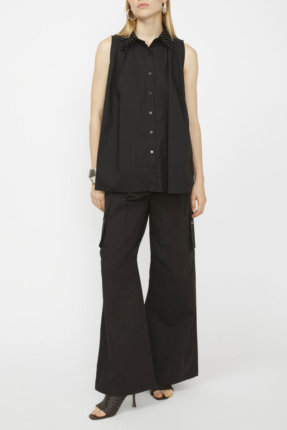 ISABELLE BLANCHE Camicia in cotone con colletto ricamato