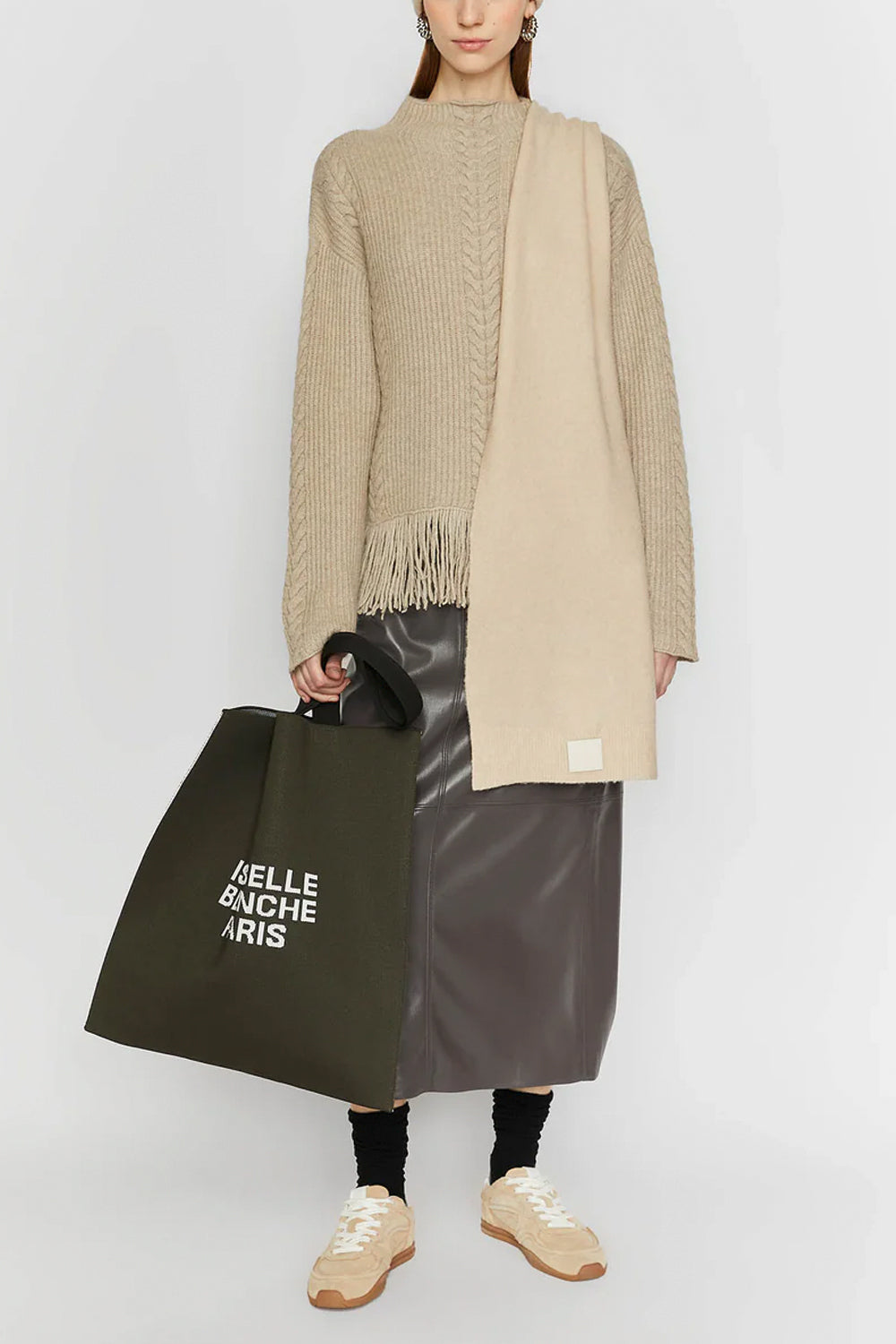 ISABELLE BLANCHE Maglia in misto lana con frange