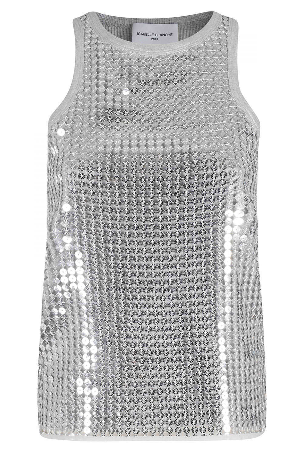 ISABELLE BLANCHE Top a costine con pailettes