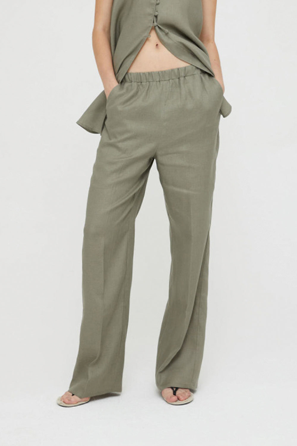 ISABELLE BLANCHE Pantalone in lino con elastico