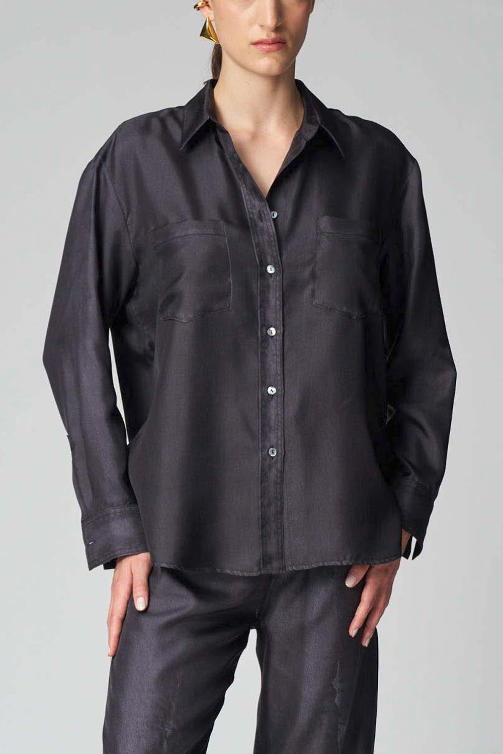 JUCCA Camicia in seta effetto denim