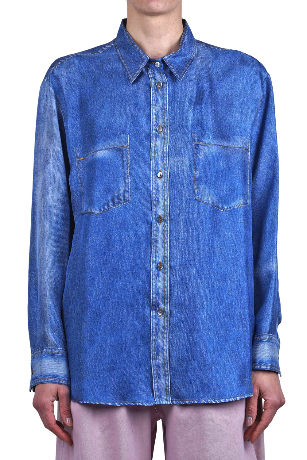 JUCCA Camicia in seta effetto denim