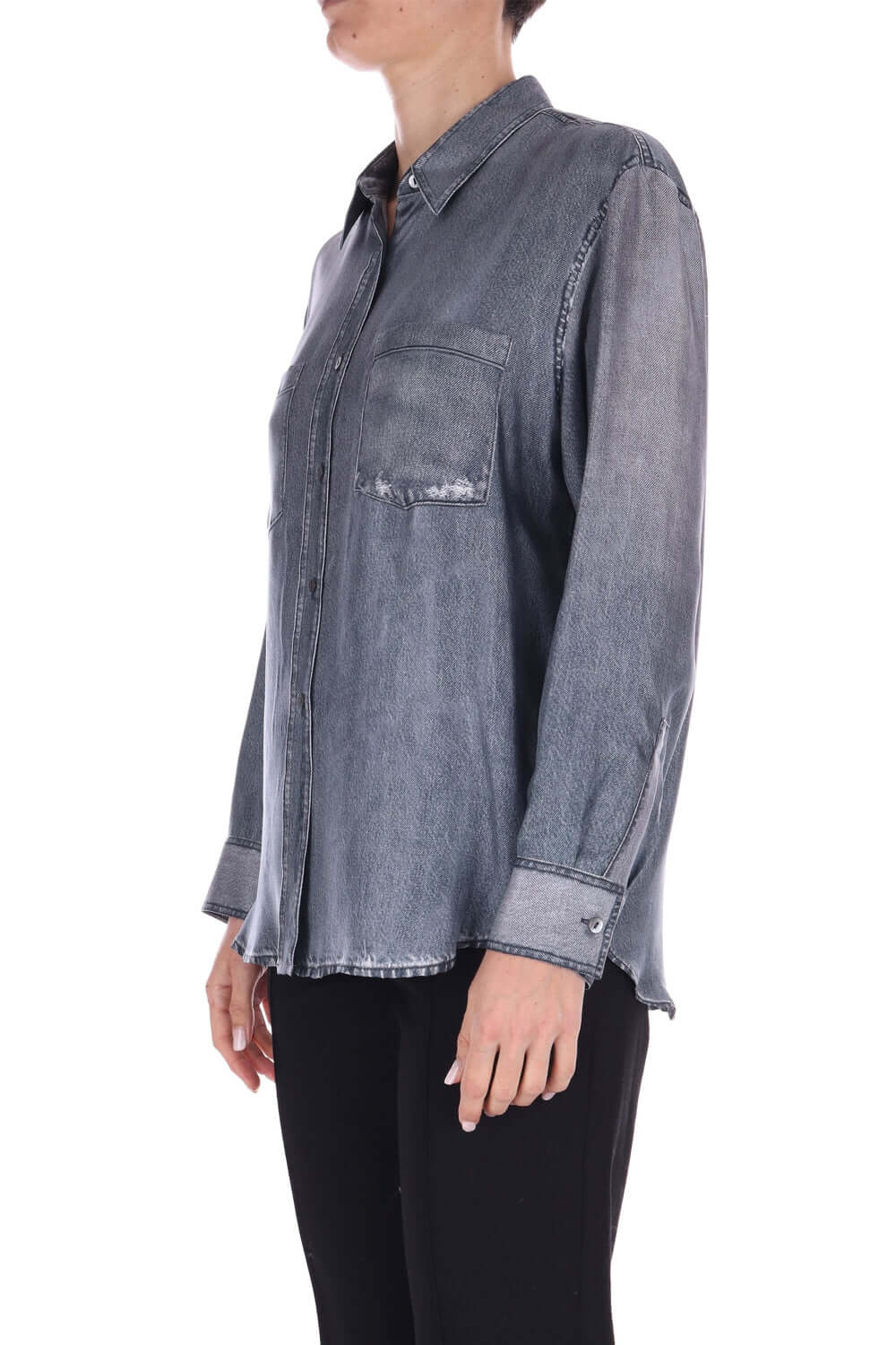 JUCCA Camicia in seta stampa denim