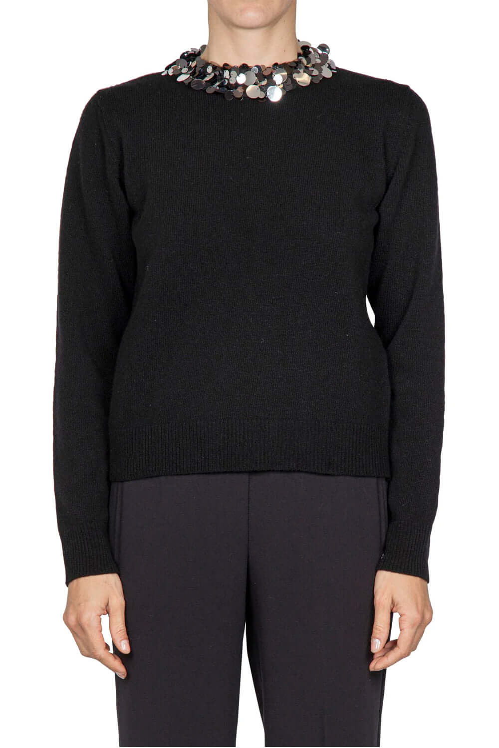 JUCCA Maglia girocollo con bordo pailettes Uncategorized JUCCA