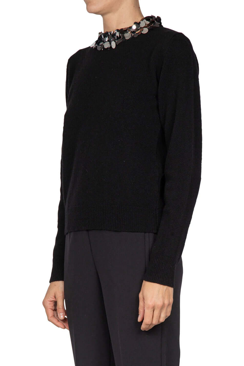 JUCCA Maglia girocollo con bordo pailettes Uncategorized JUCCA