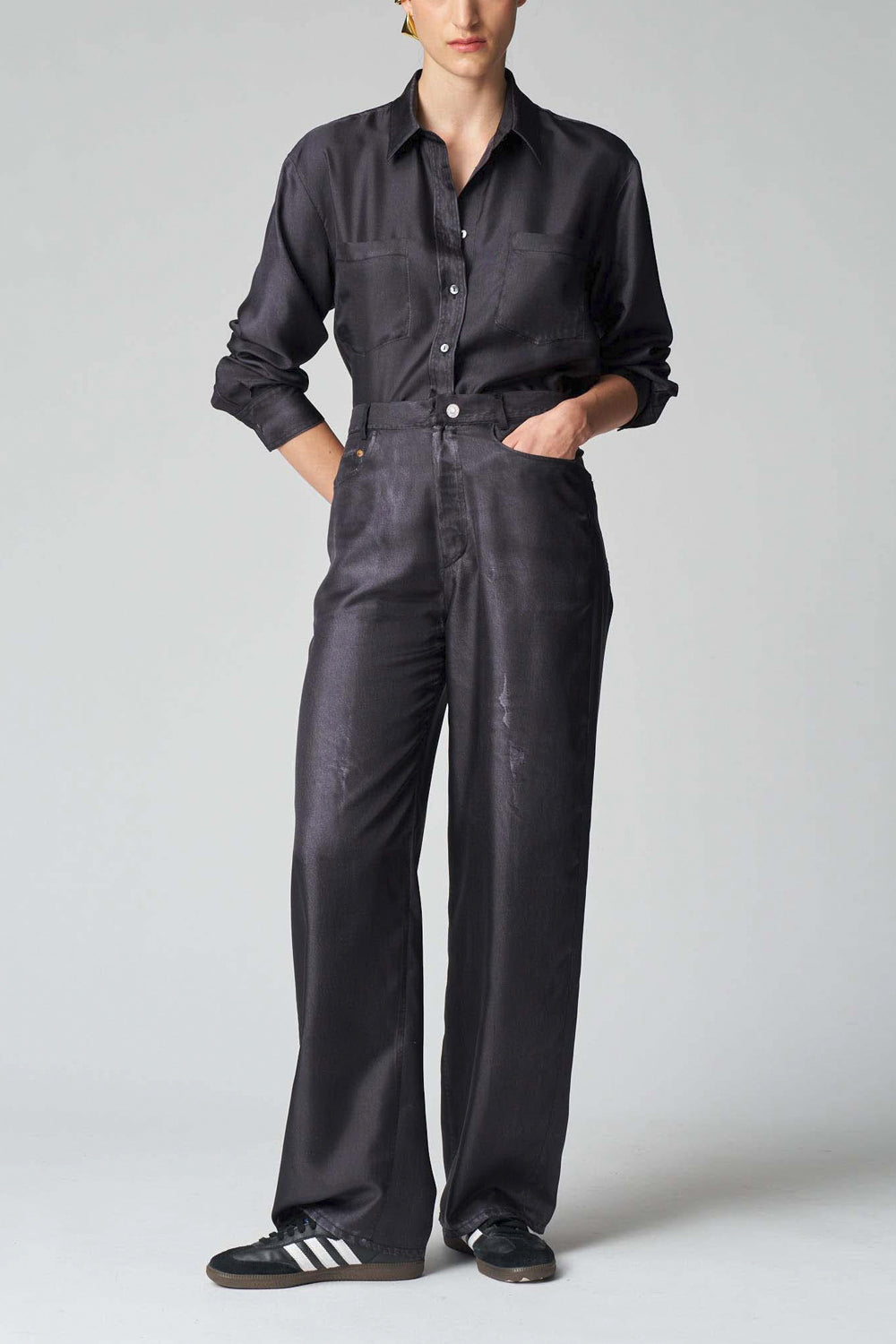 JUCCA Pantalone in seta effetto denim