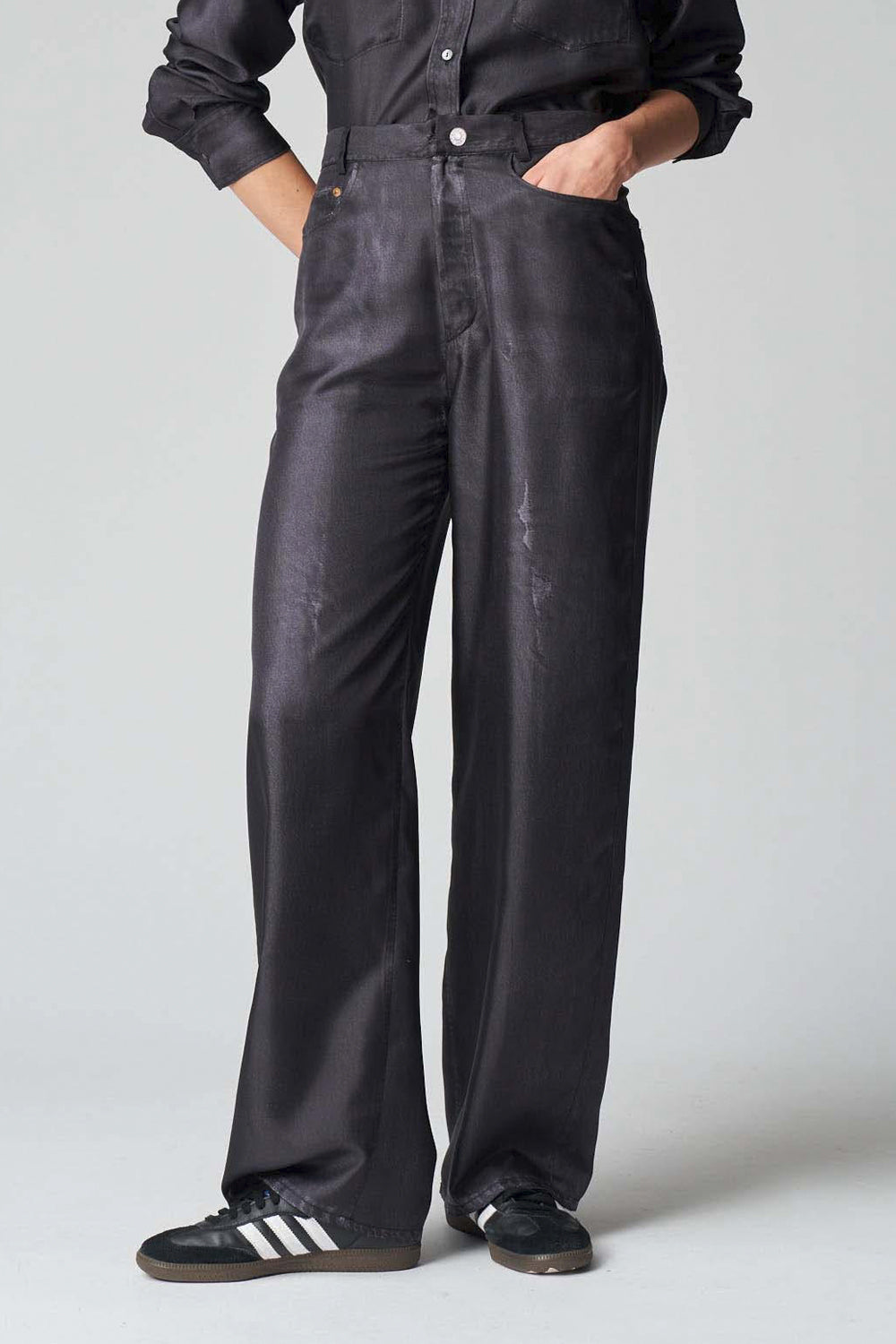 JUCCA Pantalone in seta effetto denim