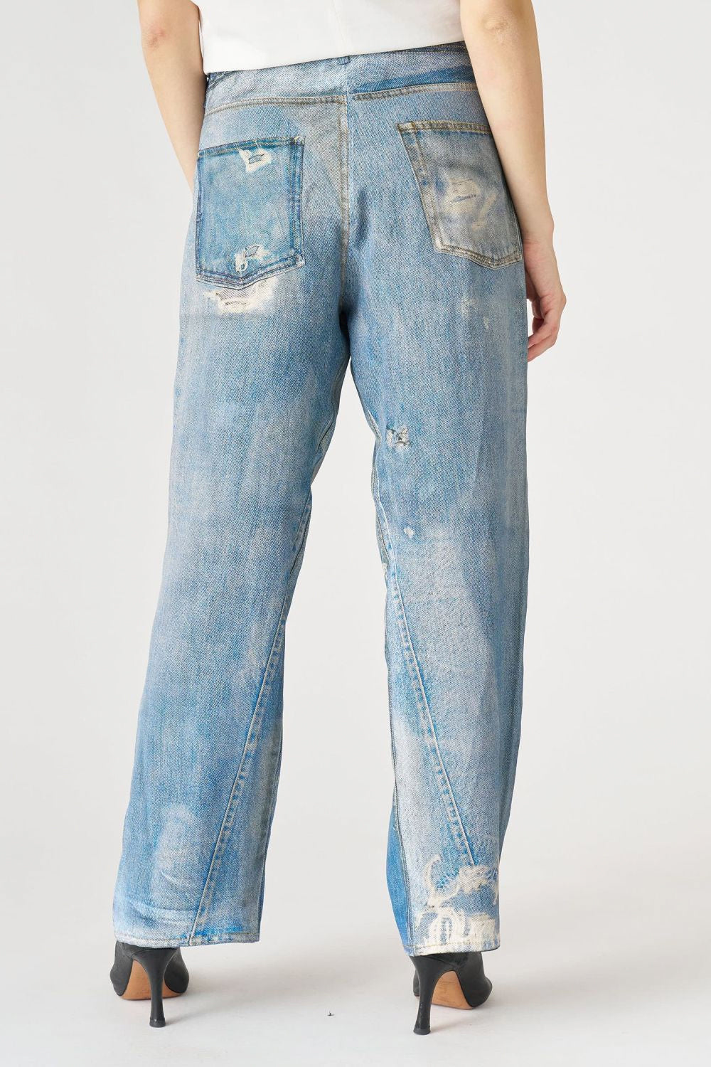 JUCCA Pantalone in viscosa e lino effetto denim