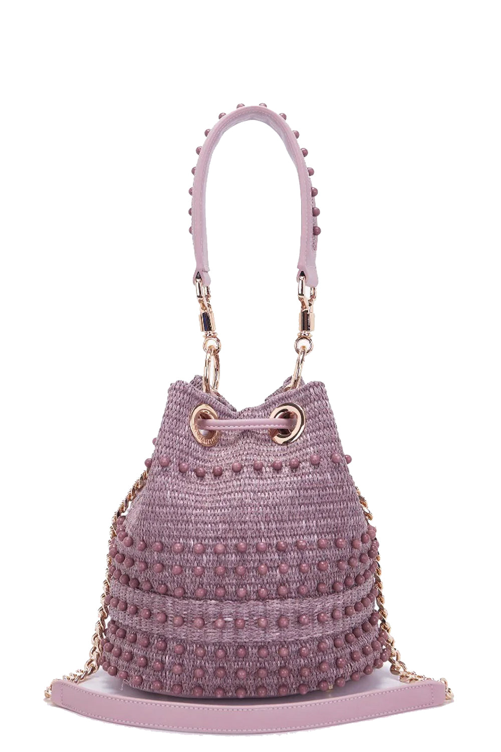 LA CARRIE Secchiello Malibu in rafia con perle Uncategorized LA CARRIE