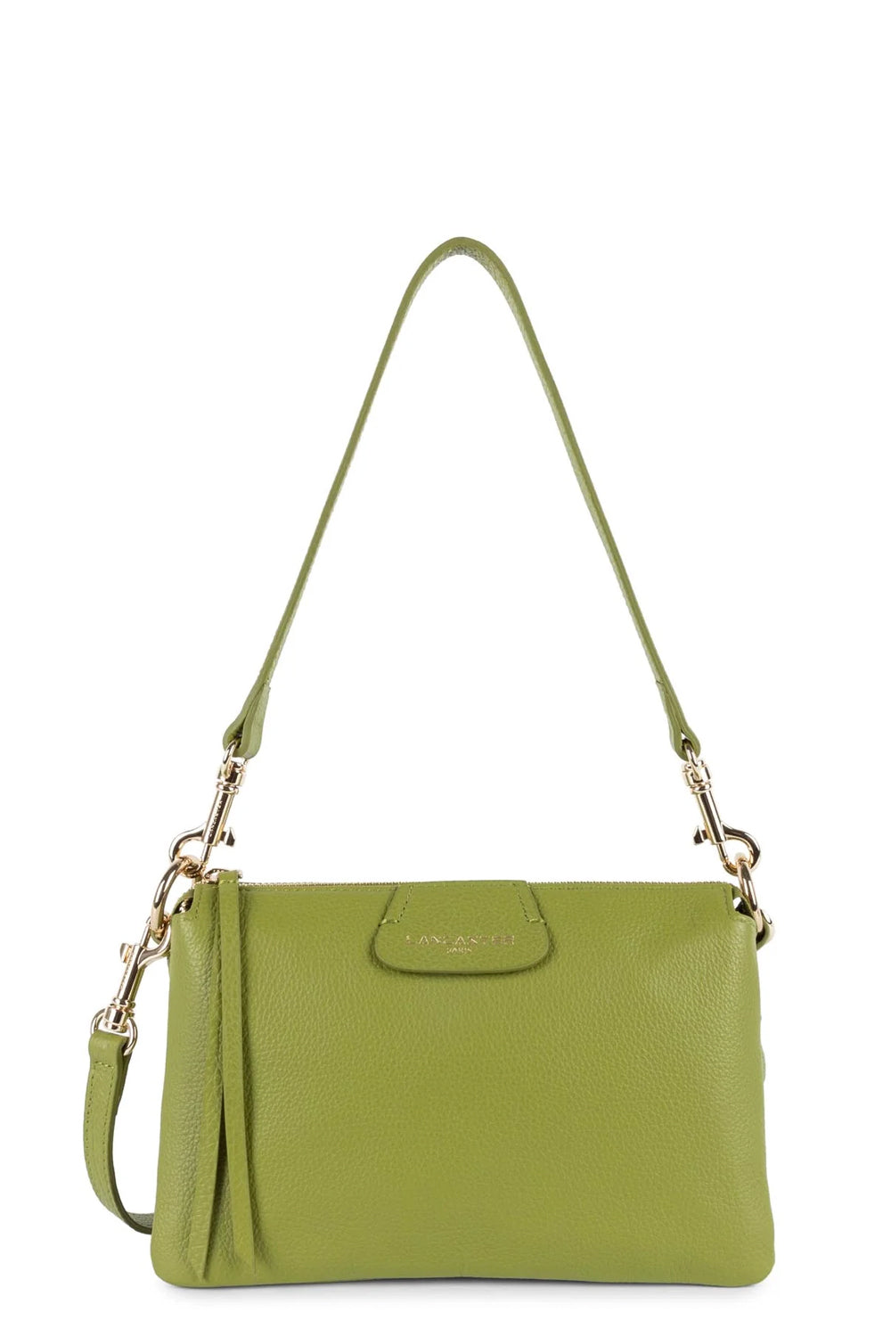 Lancaster Borsa Da Jogging In Pelle Pieno Fiore - 20x14x6 Cm, Tasca Frontale E Interna Con Cerniera, Colore Testurizzato, Finiture Oro