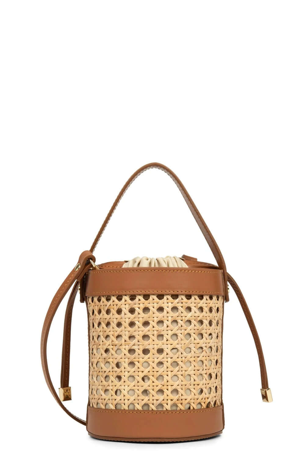 LANCASTER Borsa secchiello in rattan e pelle Uncategorized LANCASTER