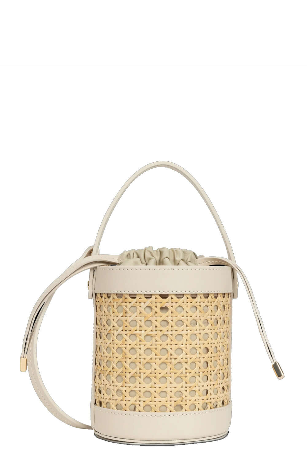 LANCASTER Borsa secchiello in rattan e pelle