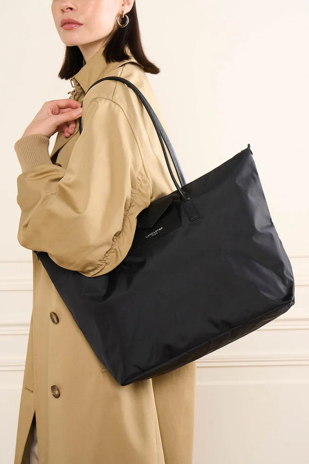 LANCASTER Shopper in nylon con inserti in pelle
