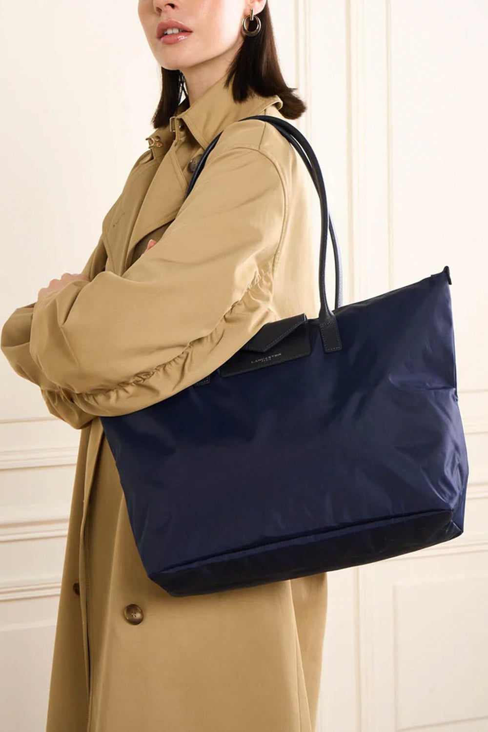 LANCASTER Shopper in nylon con inserti in pelle