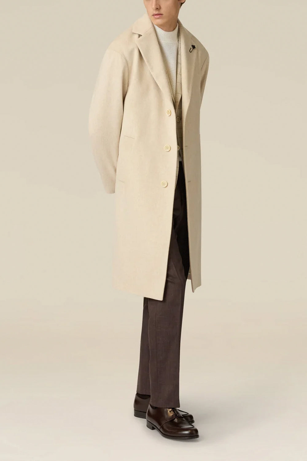 LARDINI Cappotto monopetto in lana