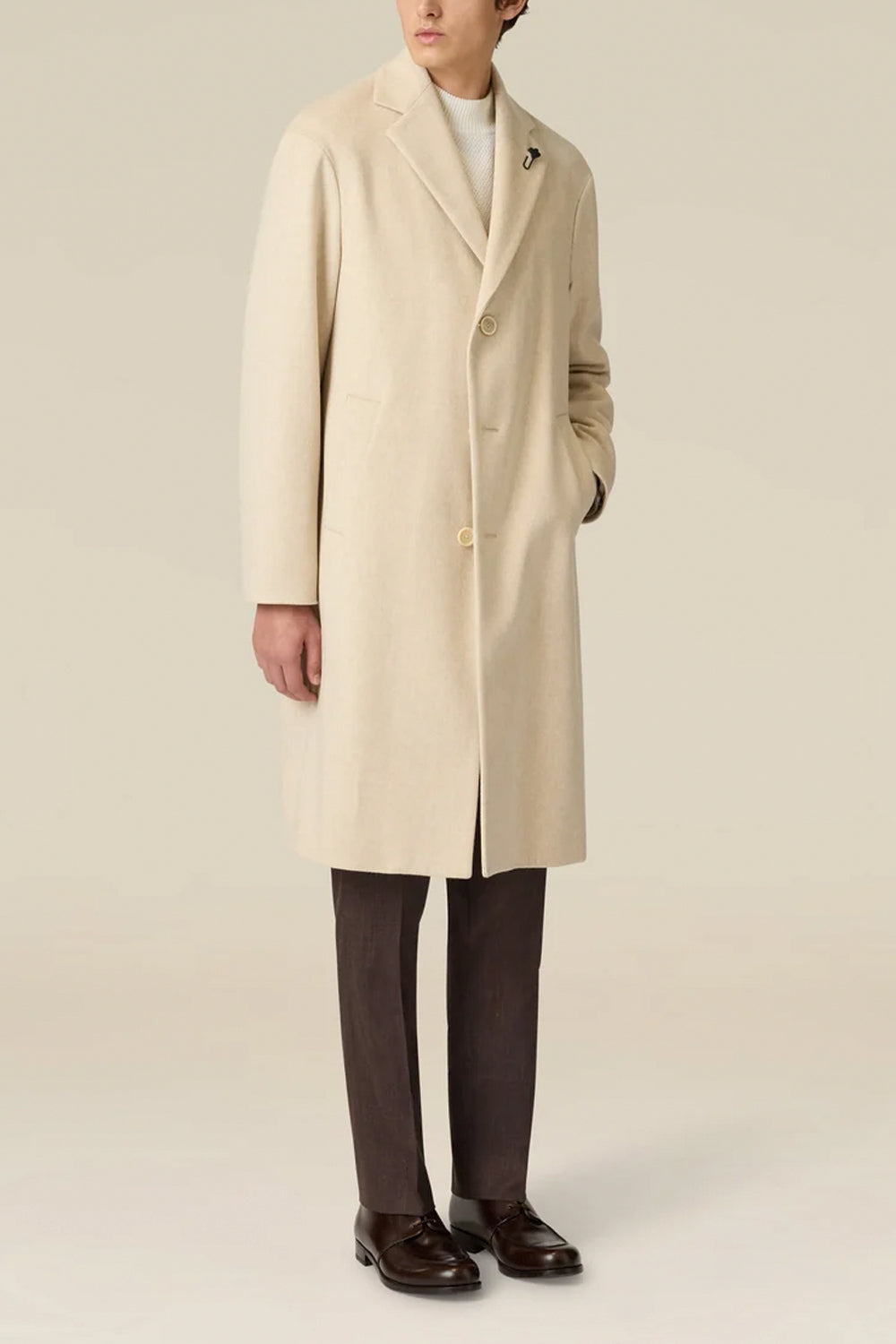 LARDINI Cappotto monopetto in lana