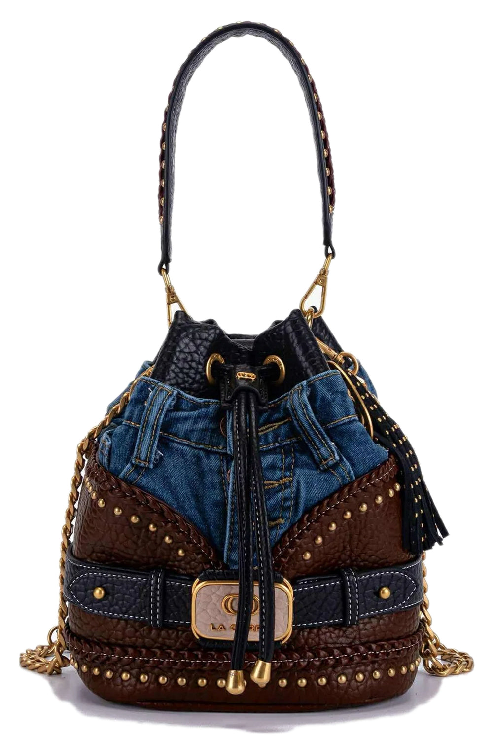 LA CARRIE Secchiello Bagghy in denim ed ecopelle