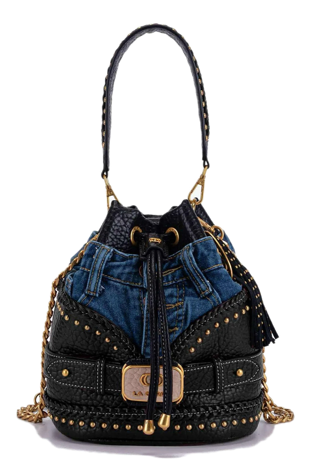 LA CARRIE Secchiello Bagghy in denim ed ecopelle