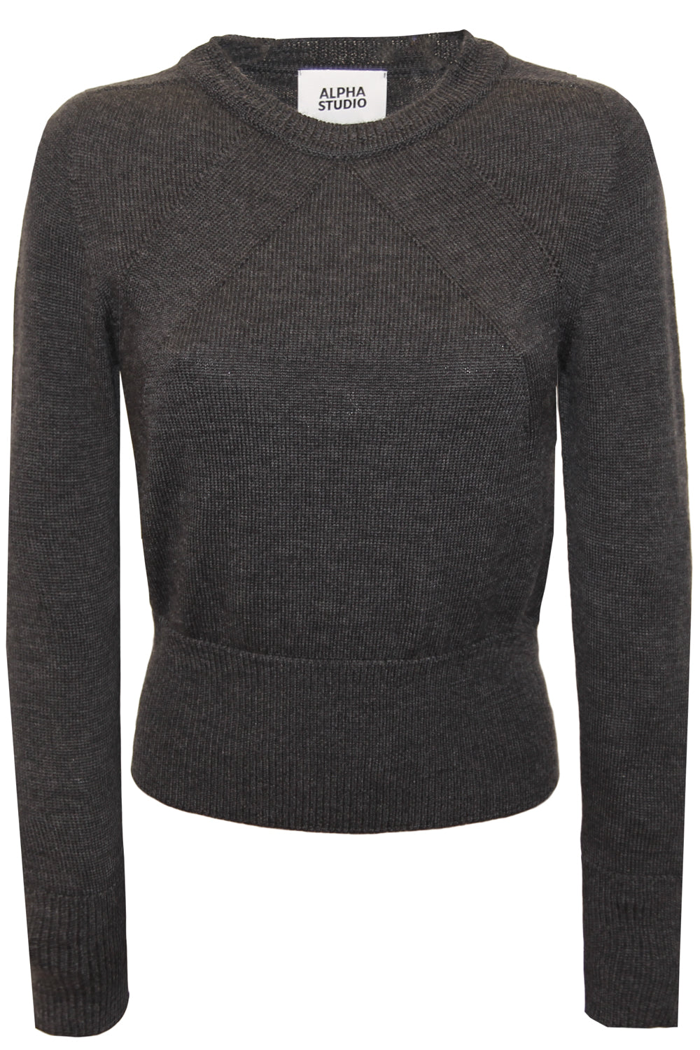 ALPHA STUDIO Maglia girocollo in lana antracite