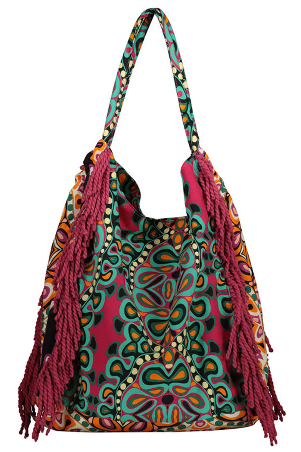 MISSBIKINI Borsa mare a fantasia con frange MISSBIKINI