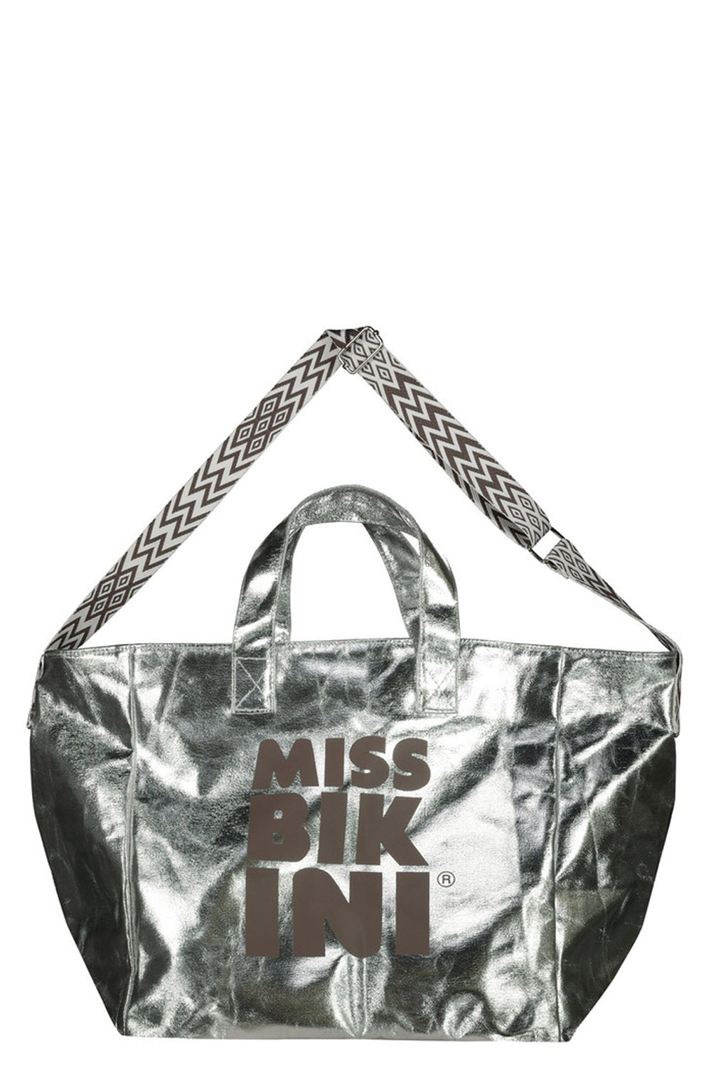 MISSBIKINI Borsa mare canvas spalmato con logo MISSBIKINI