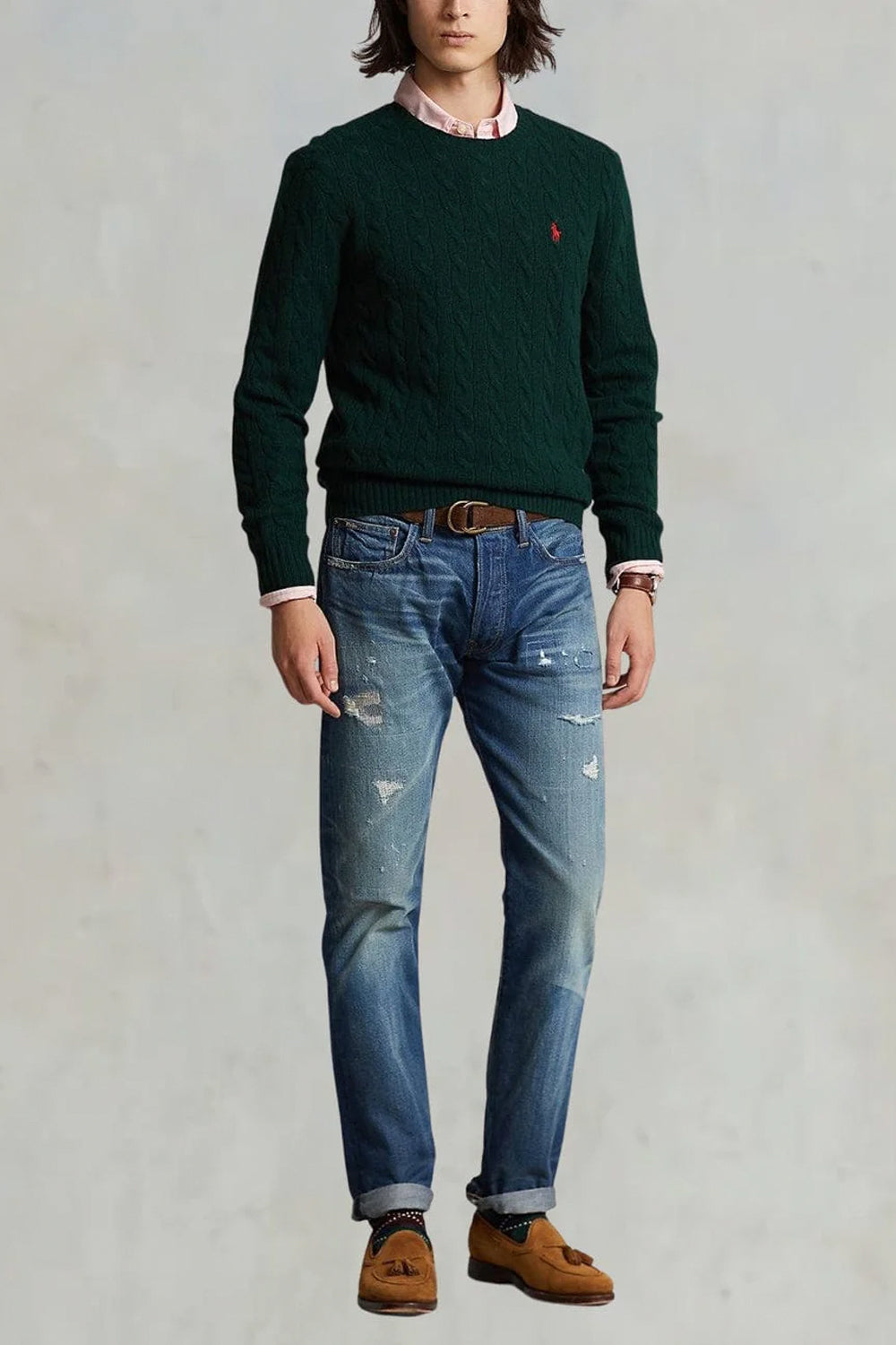 POLO RALPH LAUREN Maglia a trecce in lana e cashmere