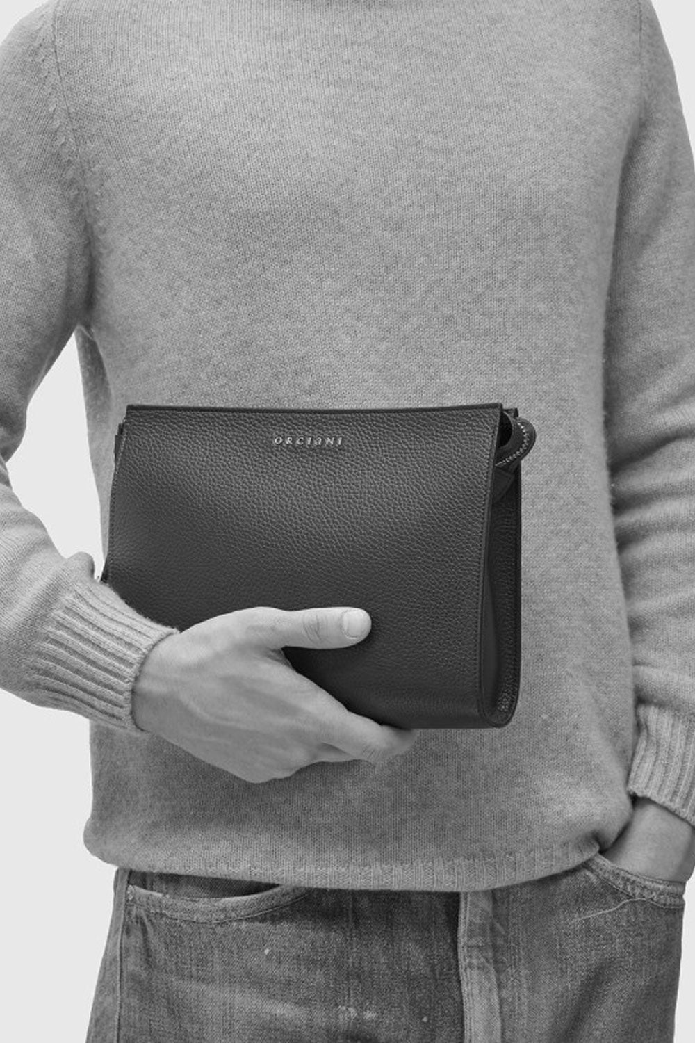 ORCIANI Pouch Micron in pelle con polsiera