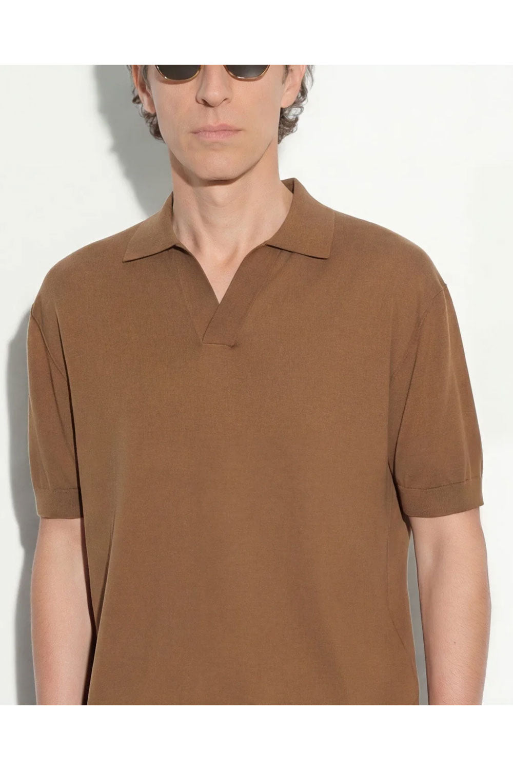 PAOLO PECORA Polo Loose Fit con collo aperto