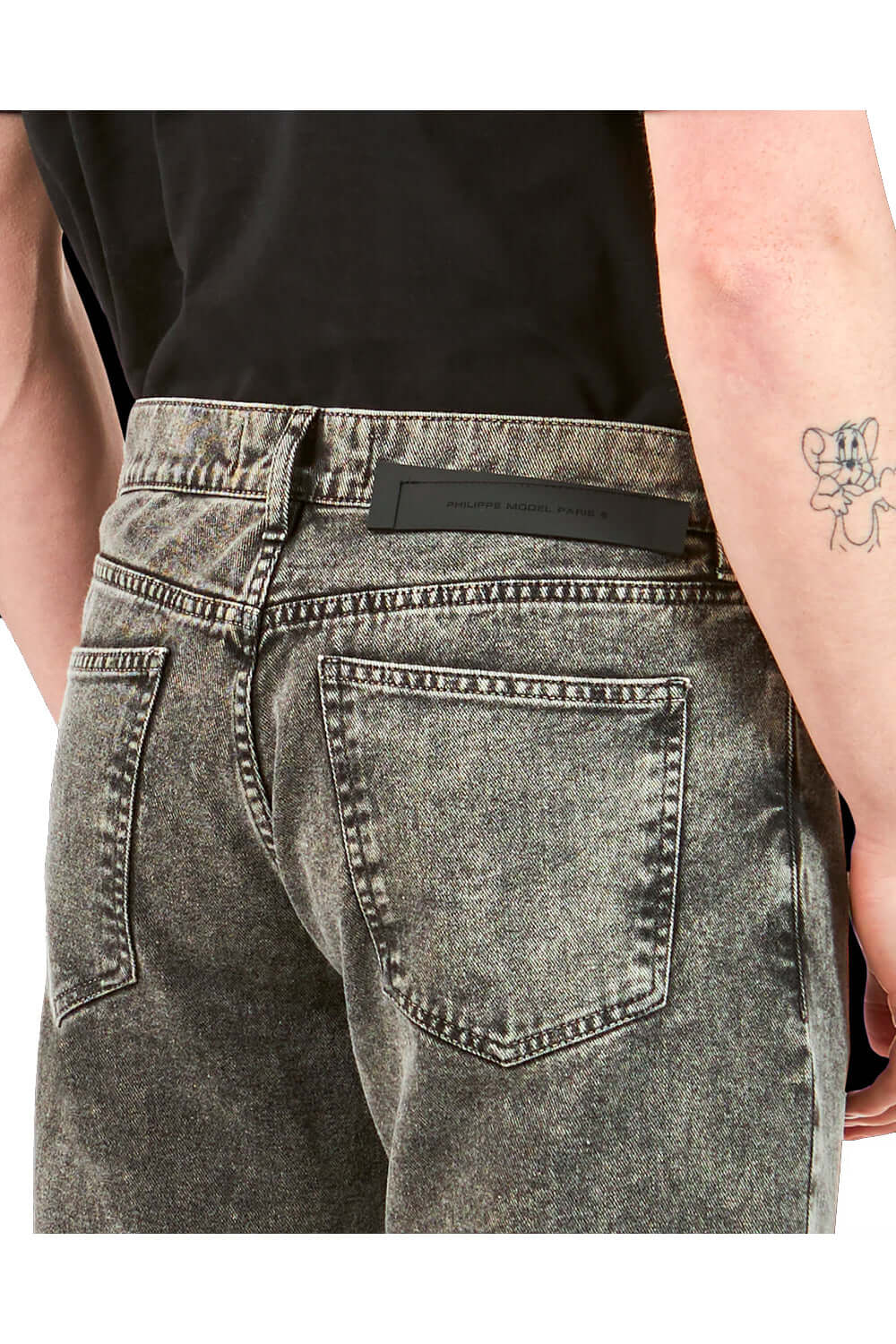 PHILIPPE MODEL Pantalone Denim Nero Effetto Lavato Uncategorized PHILIPPE MODEL