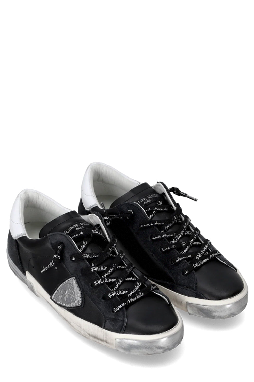 PHILIPPE MODEL Sneaker bassa Prsx donna nero e argento