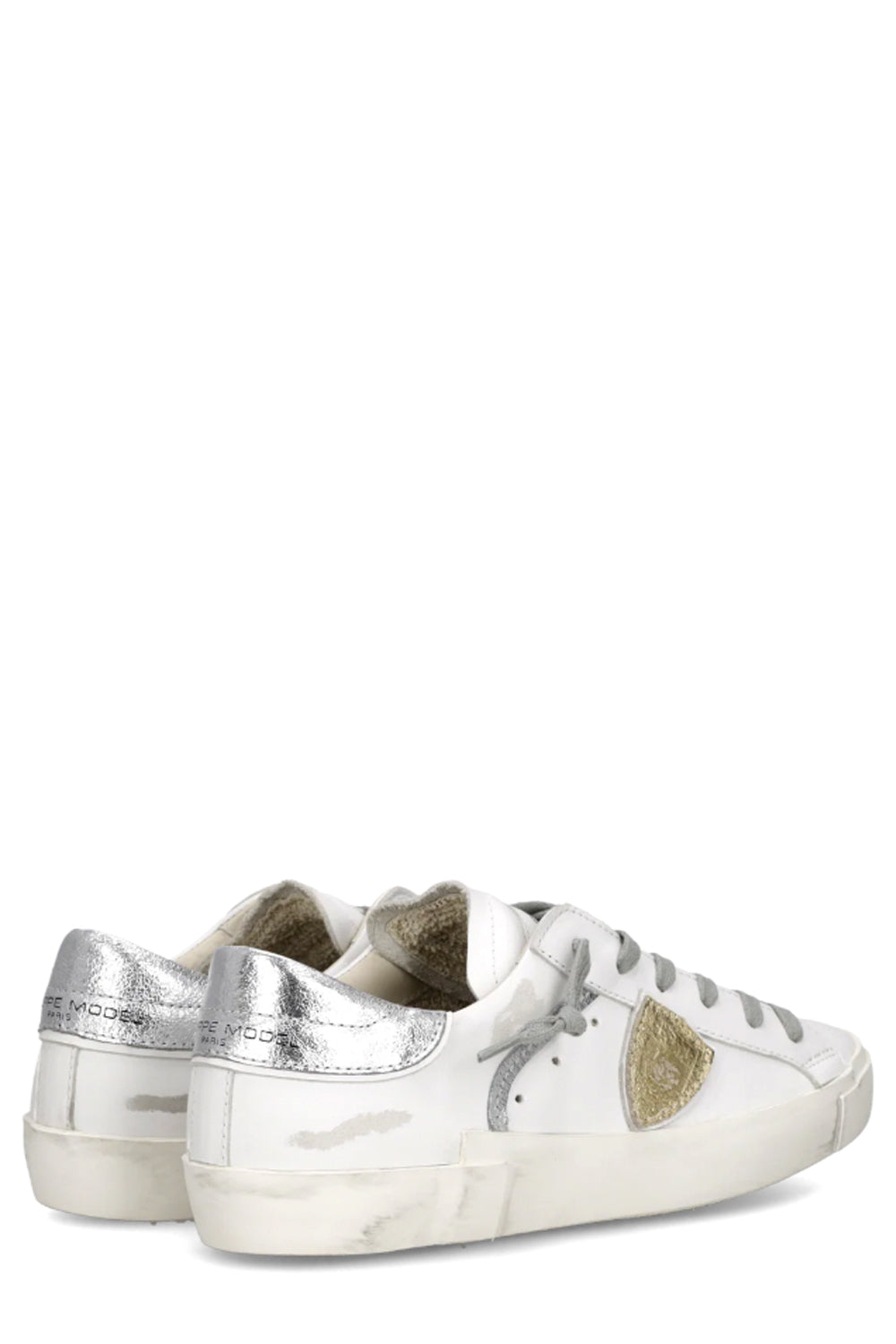 PHILIPPE MODEL Sneakers Prsx Donna Bianco Argento Metallizzato