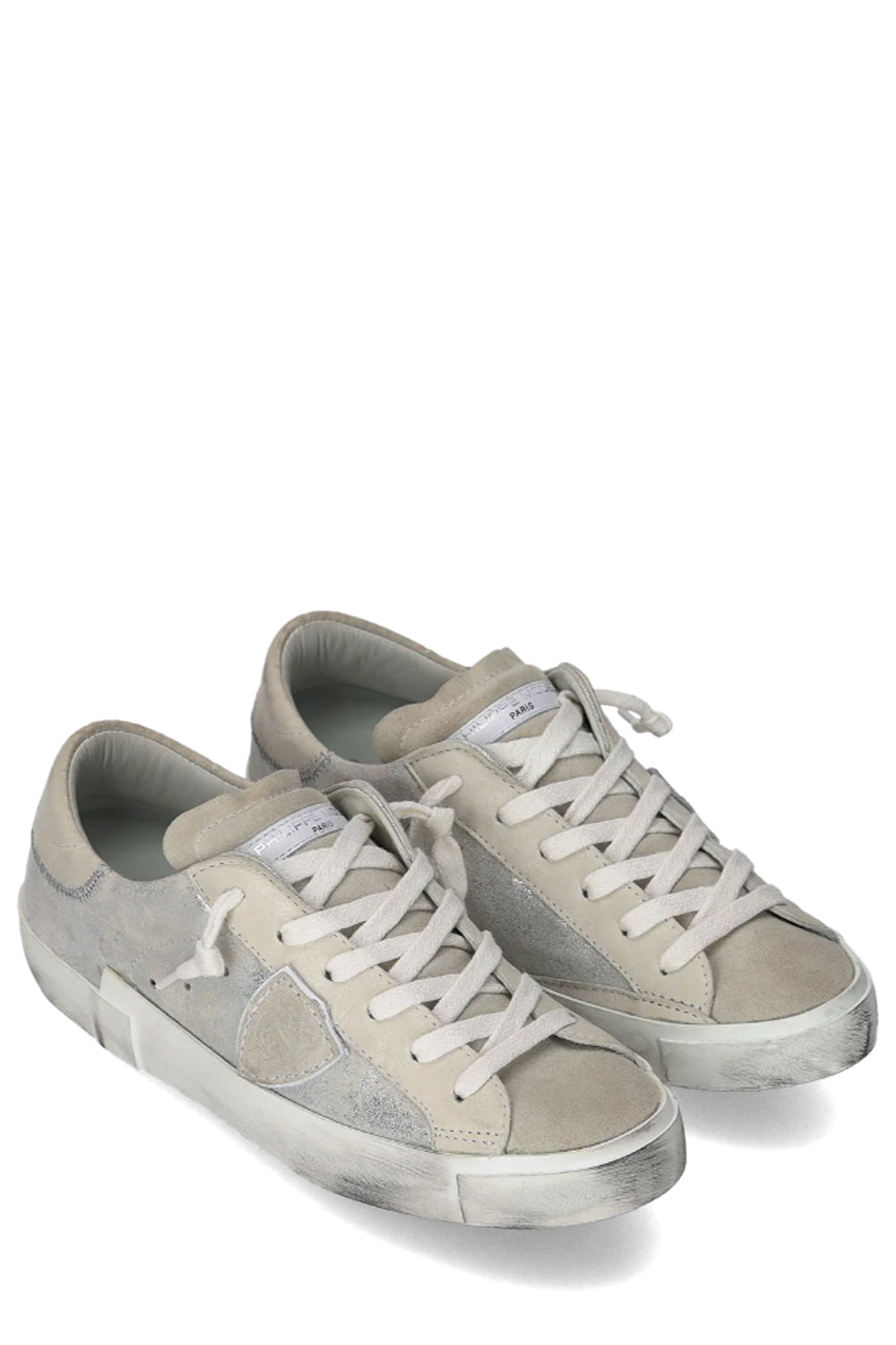 PHILIPPE MODEL Sneakers Prsx donna con tomaia metallizzata Argento