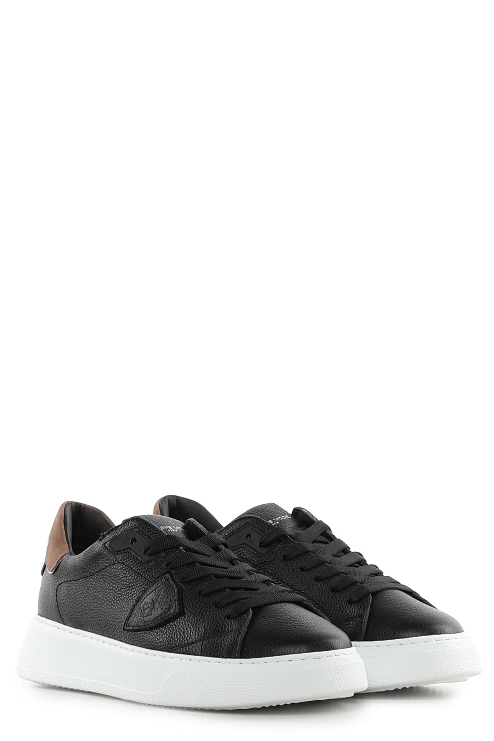 PHILIPPE MODEL Sneakers Temple Low in pelle nero e marrone
