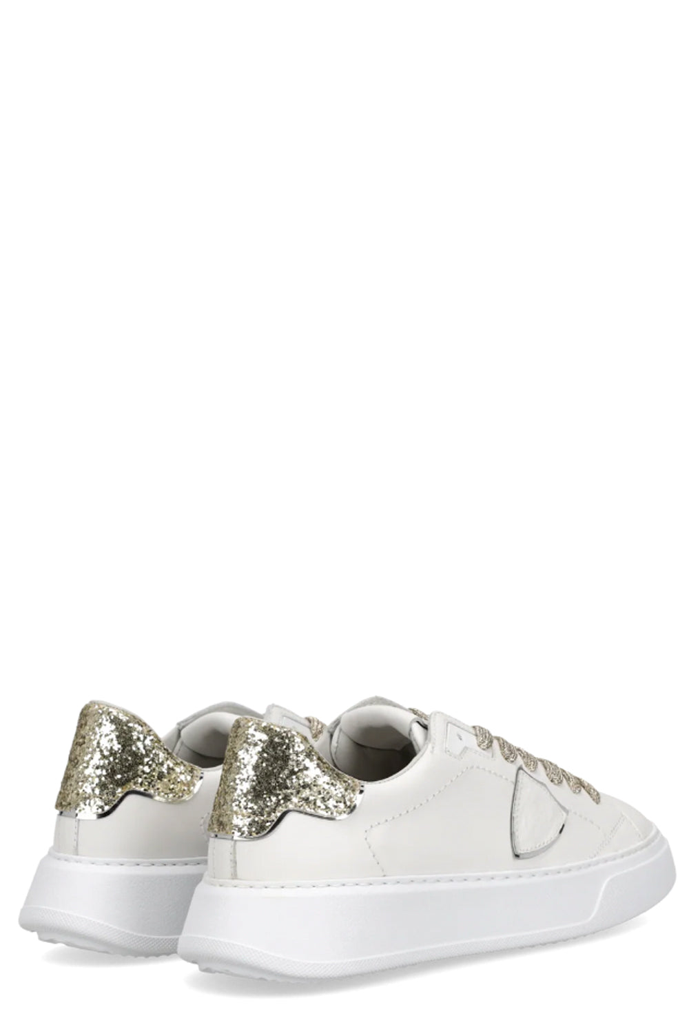 PHILIPPE MODEL Sneakers Temple con Spoiler Glitterato Bianco Oro