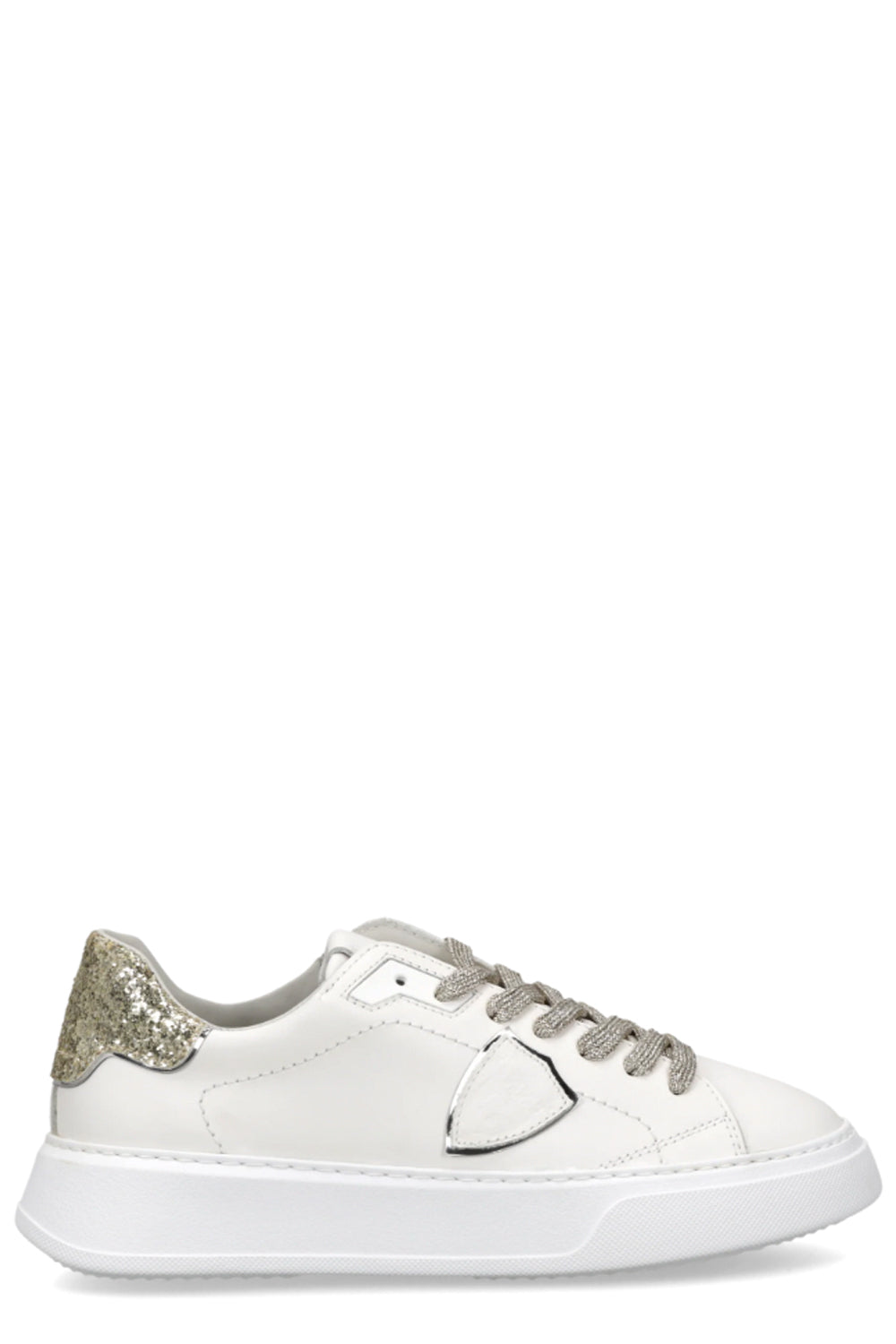 PHILIPPE MODEL Sneakers Temple con Spoiler Glitterato Bianco Oro
