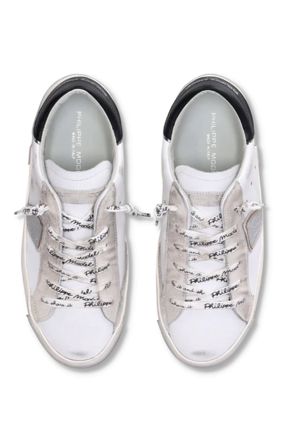 PHILIPPE MODEL Sneakers basse Prsx Donna in pelle con sporcature Argento