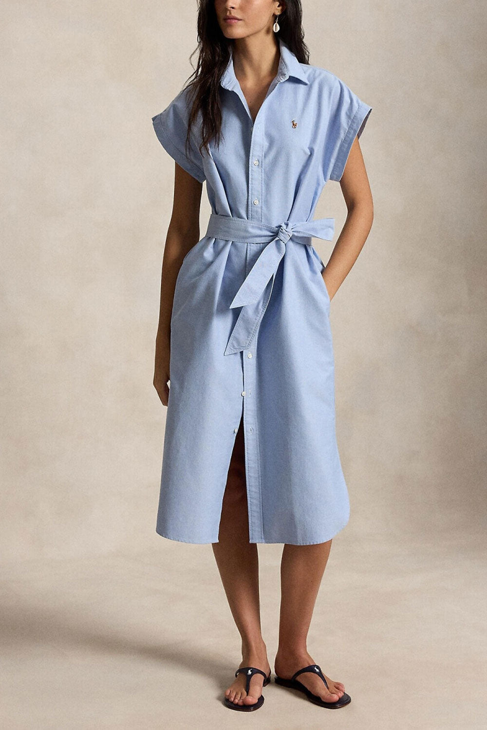 POLO RALPH LAUREN Abito in piquet di cotone con cintura