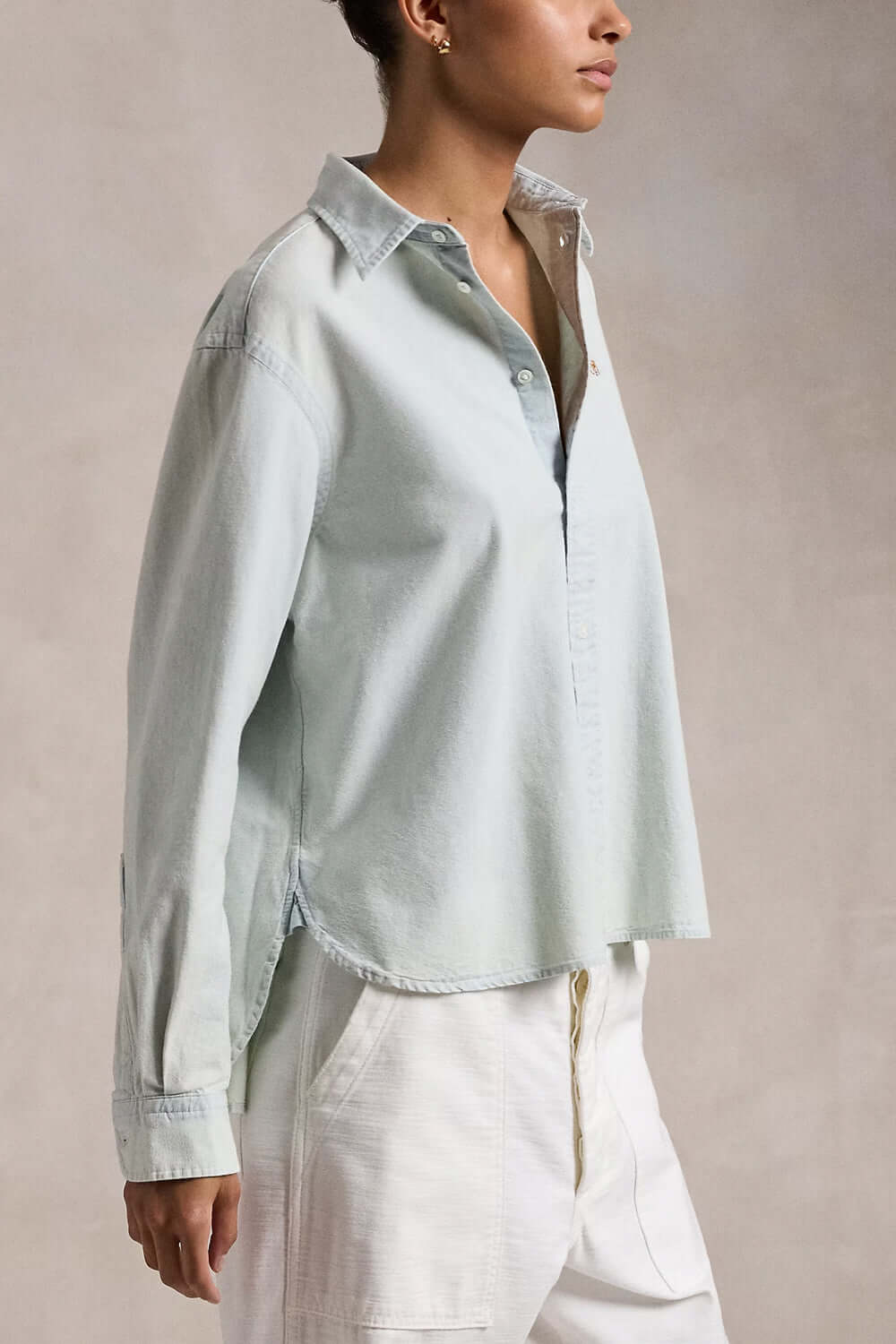 POLO RALPH LAUREN Camicia in chambray taglio ampio corto