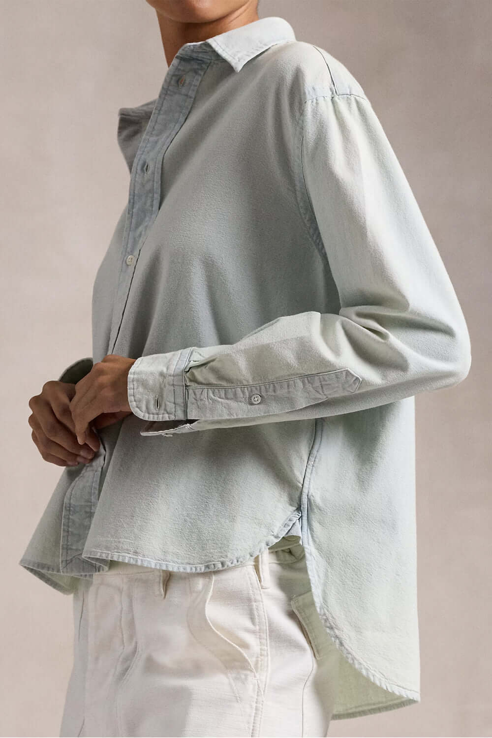 POLO RALPH LAUREN Camicia in chambray taglio ampio corto