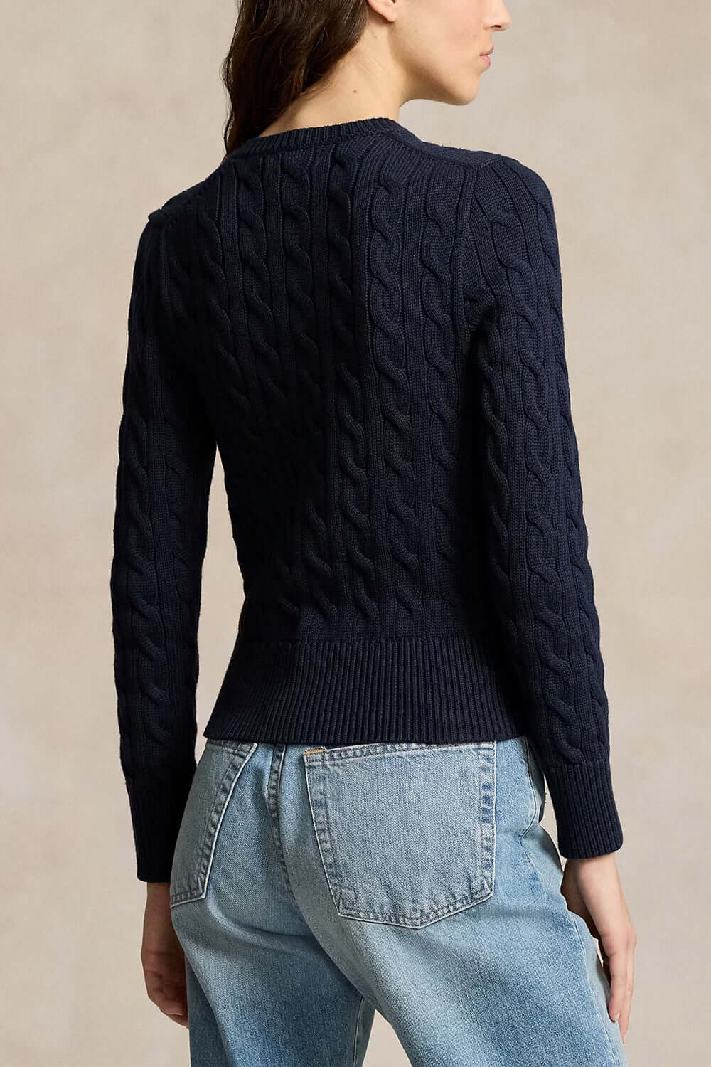 POLO RALPH LAUREN Cardigan a girocollo in cotone a trecce