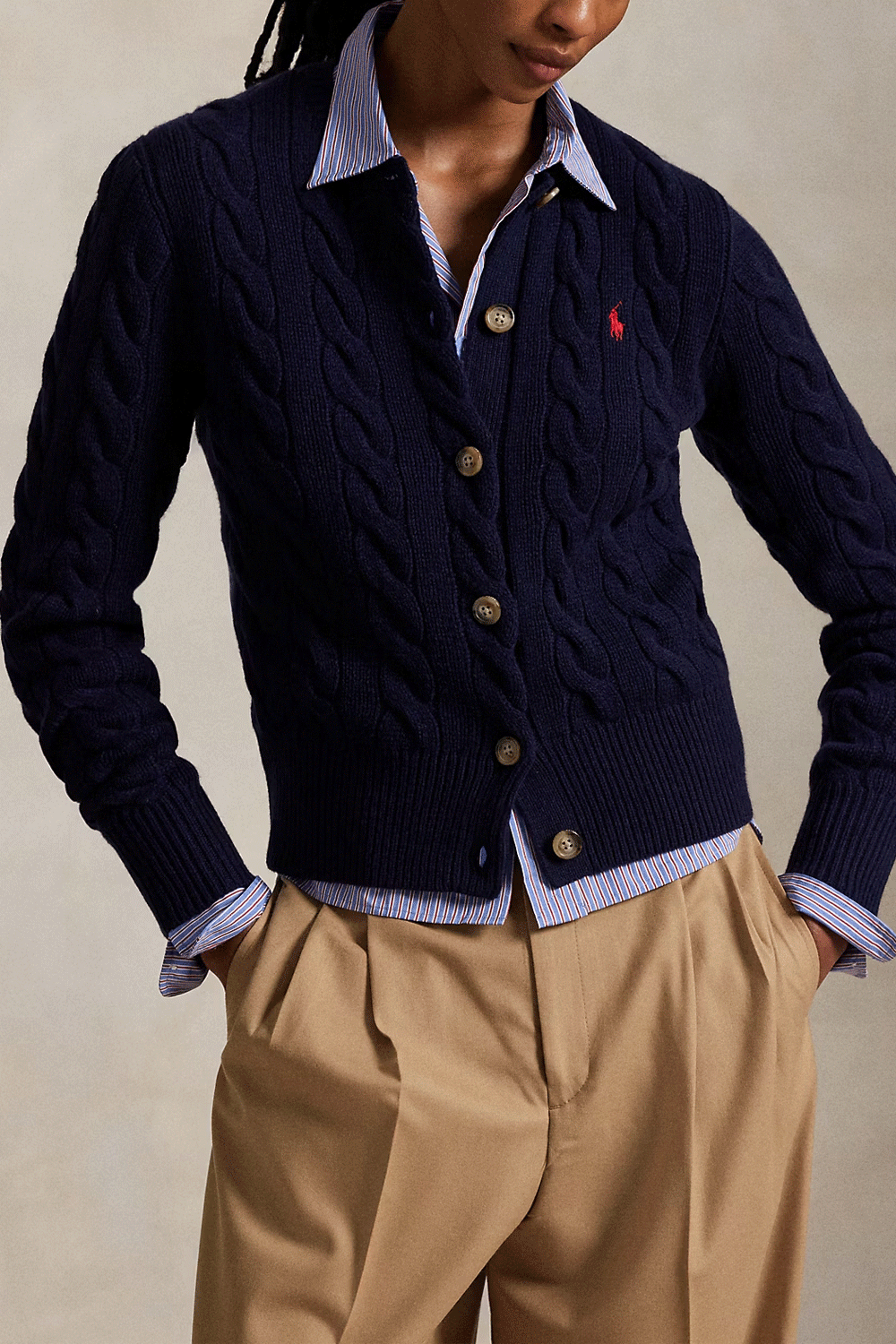 POLO RALPH LAUREN Cardigan a trecce in lana e cashmere