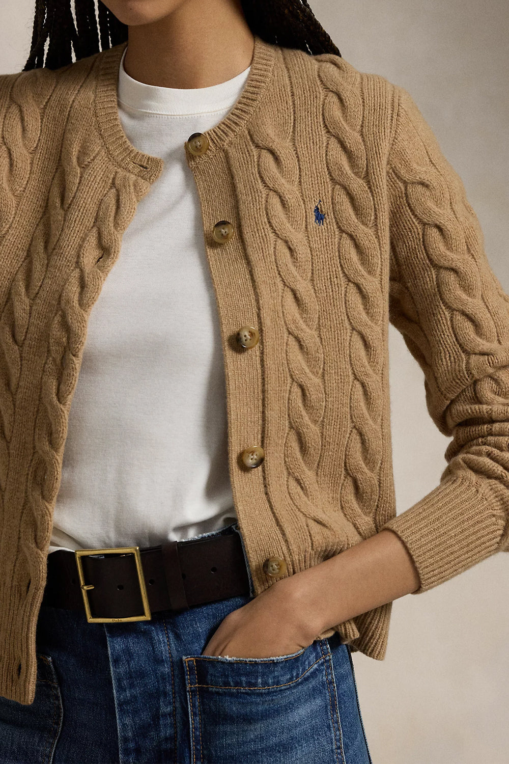 POLO RALPH LAUREN Cardigan a trecce in lana e cashmere